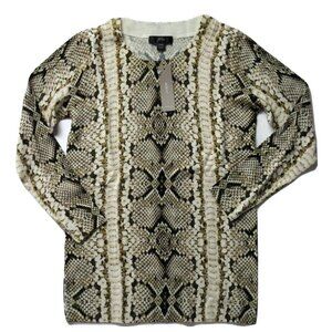 NWT J.Crew Tippi in Caramel Snake Print Merino Wool Knit Sweater XXS 2XS